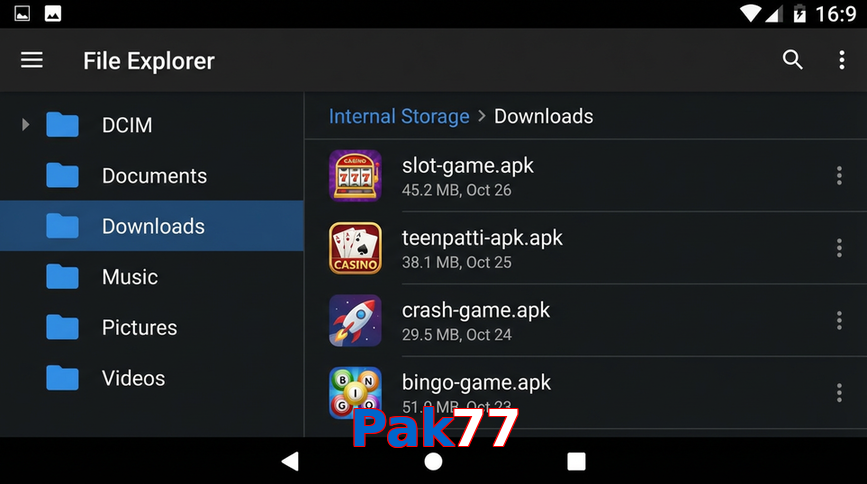 Main screen of Pak77 gameapk page for PK players